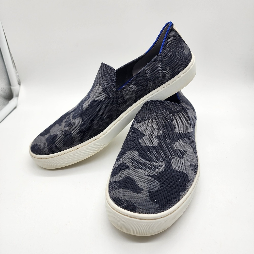 Rothy's The Original Slip-On Camo Knit Sneakers Women's 9.5 Gray Stripe